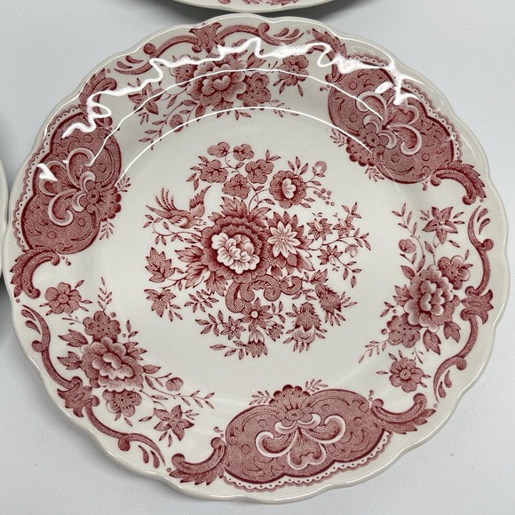 Vintage 1960s Ridgway Windsor Pink Pattern Dessert Pie Plate Transferware 6" Set - Picture 3 of 6